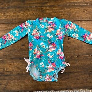 🎀 Ruffle Butts Floral Swimsuit with pink bows 🎀